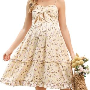 Maternity Sun Dress Flower Yellow